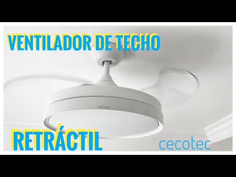 Ventilador Techo - Cecotec EnergySilence Aero 4280 Invisible White, 40 W,  Aspas Retráctiles
