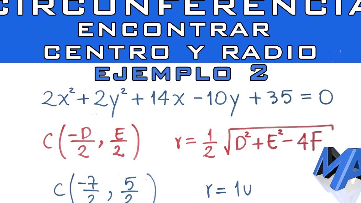 El método para encontrar el radio y centro de una circunferencia
